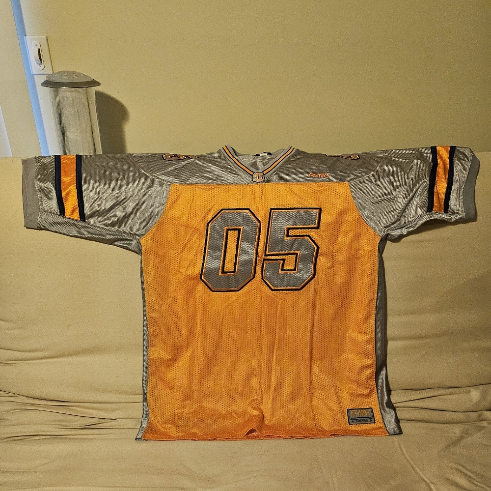 FUBU Gray and Orange Men's Jersey